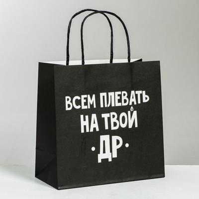 Пакет подарочный «Всем плевать на твой др», 22 × 22 × 11 см