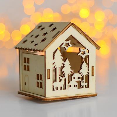 Декор «Домик», с подсветкой 7×6×5 см, МИКС