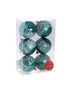 Ёлочные игрушки «Морозная снежинка», шары новогодние, d=8 см, набор 6 шт., зелёный - Фото 5