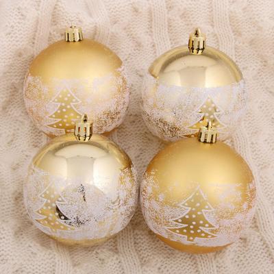 Ёлочные игрушки «Сказочный лес», шары новогодние, набор 6 шт., d=8 см, золотистый