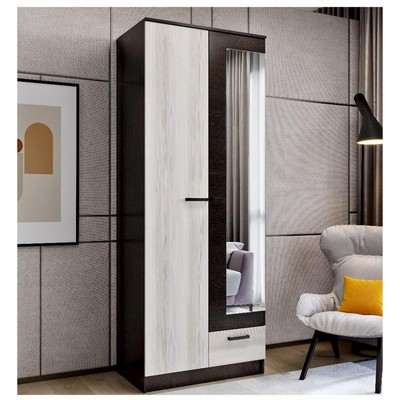 Шкаф прямой «Адель», 800×470×2100 мм, цвет венге/сосна лоредо