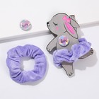 Резинка для волос и значок «Бархат», зая - Фото 1