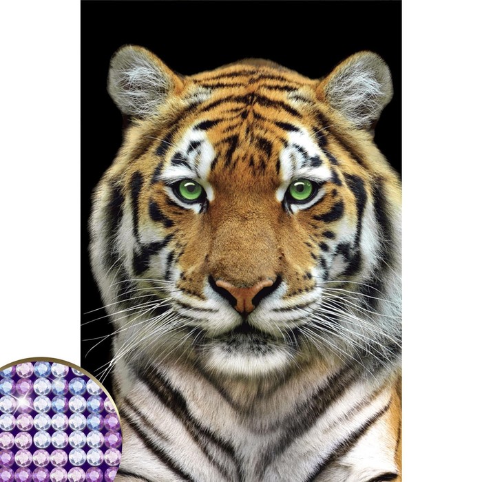 Алмазная мозаика с частичным заполнением «Тигр» 20×30 см, на холсте - Фото 1