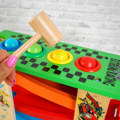 Автотрек 3в1 «Стучалка, гонки и боулинг», 32×14×29 см