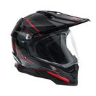 Шлем мото HIZER B6197-1, размер M, черный/красный - Фото 1