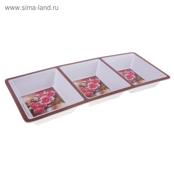 Менажница «Розовый бум», 3 секции, 37,5×15 см - Фото 1