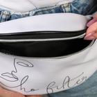 Сумка поясная "Wite with black", иск. кожа, белая - Фото 3