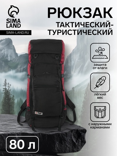 Рюкзак туристический Taif, 80 л, с поясным ремнём, с карманами, хаки