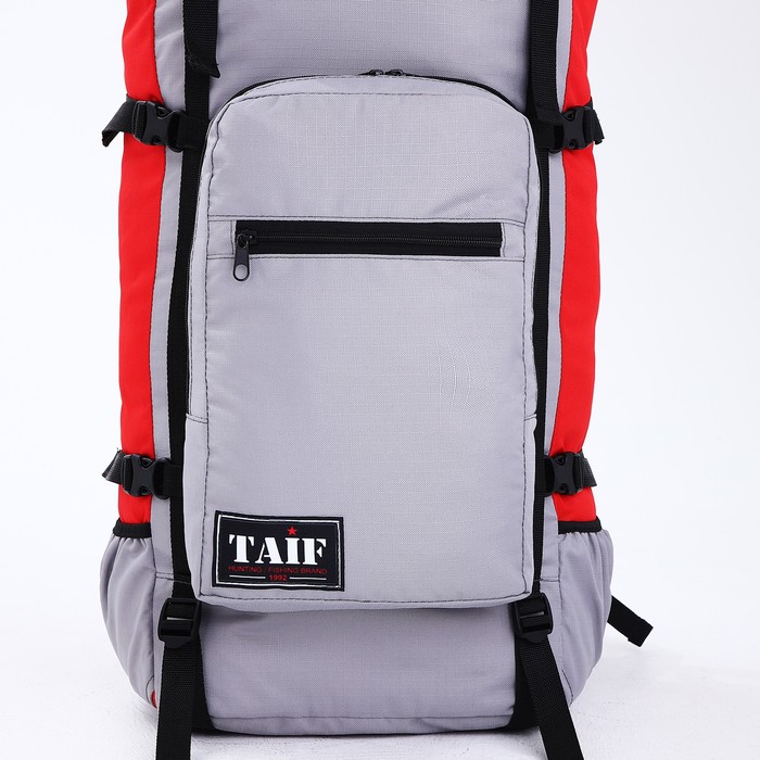 Рюкзак туристический, 90 л, отдел на шнурке, наружный карман, 2 боковые сетки, цвет серый/красный - фото 1911463612