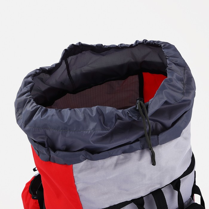 Рюкзак туристический, 90 л, отдел на шнурке, наружный карман, 2 боковые сетки, цвет серый/красный - фото 1911463614