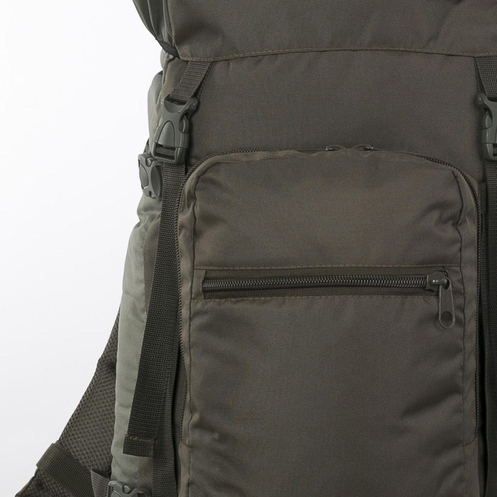 Рюкзак туристический, 70 л, отдел на шнурке, наружный карман, 2 боковых кармана, цвет олива - фото 1911463619