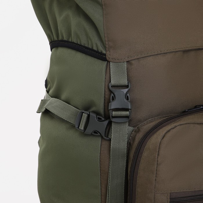Рюкзак туристический, 80 л, отдел на шнурке, наружный карман, 2 боковых кармана, цвет олива - фото 1911463626