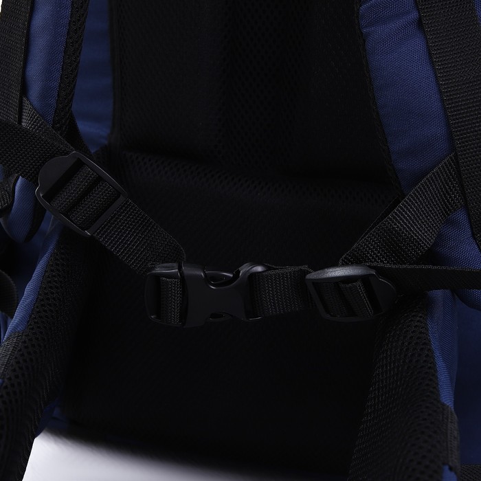 Рюкзак туристический, 80 л, отдел на шнурке, наружный карман, 2 боковые сетки, цвет синий/серый - фото 1911463636