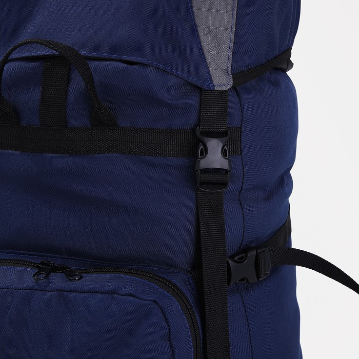 Рюкзак туристический, 80 л, отдел на шнурке, наружный карман, 2 боковые сетки, цвет синий/серый - фото 1911463637