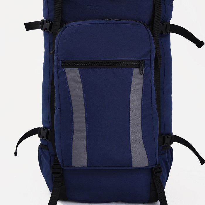 Рюкзак туристический, 80 л, отдел на шнурке, наружный карман, 2 боковые сетки, цвет синий/серый - фото 1911463639
