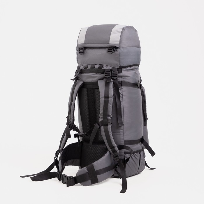 Рюкзак туристический, 70 л, отдел на шнурке, наружный карман, 2 боковых сетки, цвет серый - фото 1911463647