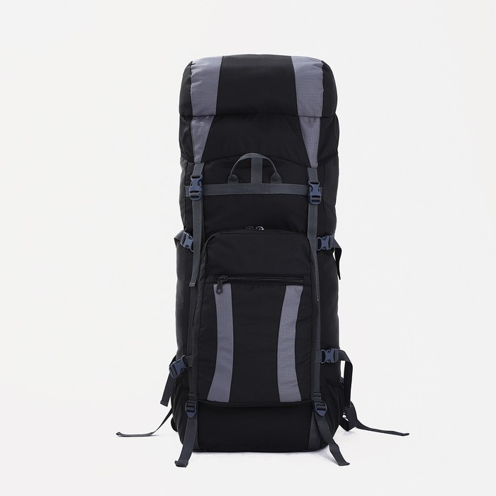 Рюкзак туристический, Taif, 90 л, отдел на шнурке, наружный карман, 2 боковых сетки, цвет чёрный/серый - Фото 1
