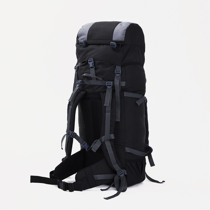 Рюкзак туристический, 90 л, отдел на шнурке, наружный карман, 2 боковых сетки, цвет чёрный/серый - фото 1911463660