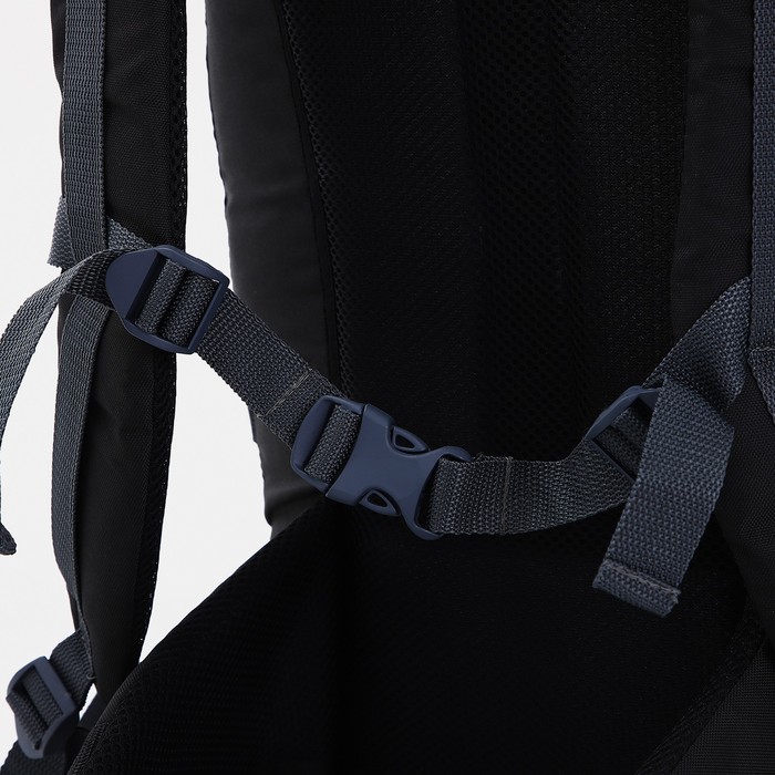 Рюкзак туристический, 90 л, отдел на шнурке, наружный карман, 2 боковых сетки, цвет чёрный/серый - фото 1911463663