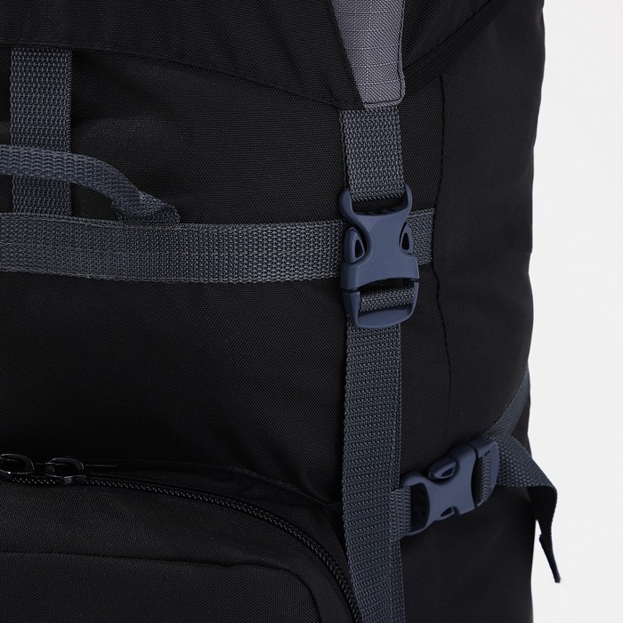 Рюкзак туристический, 90 л, отдел на шнурке, наружный карман, 2 боковых сетки, цвет чёрный/серый - фото 1911463664