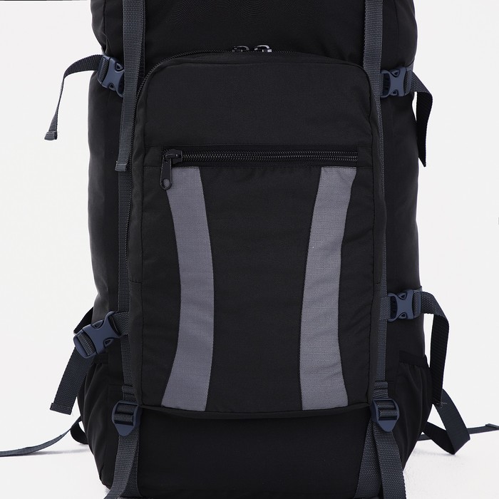 Рюкзак туристический, 90 л, отдел на шнурке, наружный карман, 2 боковых сетки, цвет чёрный/серый - фото 1911463665