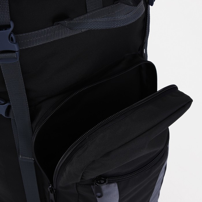 Рюкзак туристический, 90 л, отдел на шнурке, наружный карман, 2 боковых сетки, цвет чёрный/серый - фото 1911463666