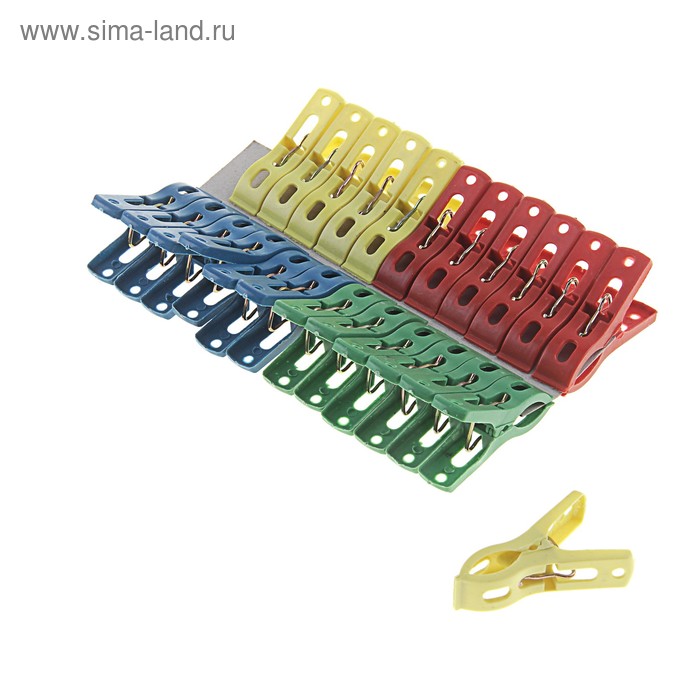 Прищепки бельевые пластиковые 5 см, 24 шт - Фото 1