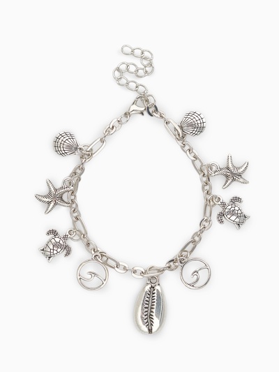 Браслет на ногу «Морские знаки» цвет серебро, L=22 см