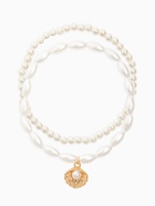 Браслеты на ногу «Жемчуг. Ракушка», набор 2 шт. d=6.5 см, белый - Фото 1