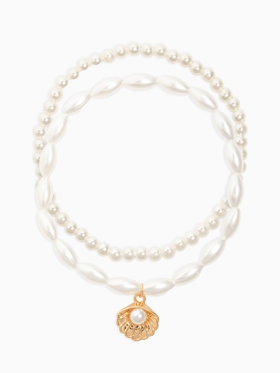 Браслеты на ногу «Жемчужина», набор 2 шт. белый, d=6.5 см