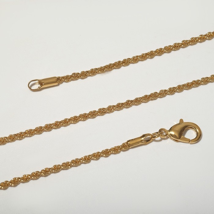 Цепь «Кордовое плетение» объёмные гладкие звенья, продолговатый карабин, цвет золото, 46 см - Фото 1