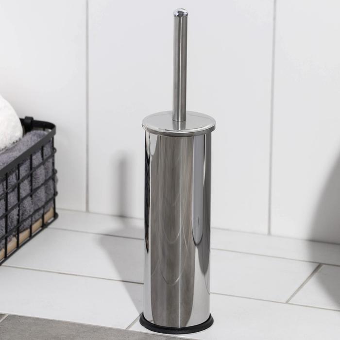 Ёршик для унитаза с подставкой EFOR «Практик», 8,5×8,5×36 см, нержавеющая сталь - Фото 1