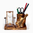 Песочные часы "Скрипка", сувенирные, с карандашницей, 17 х 8 х 13 см - фото 860733