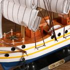 Корабль "Медуза" трехмачтовый с белыми парусами, белые борта с полосками,  33*7*32см - Фото 4