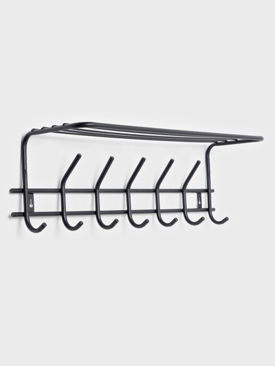 Вешалка настенная с полкой «Комфорт 7», 7 крючков, 61×20×8 см, чёрная