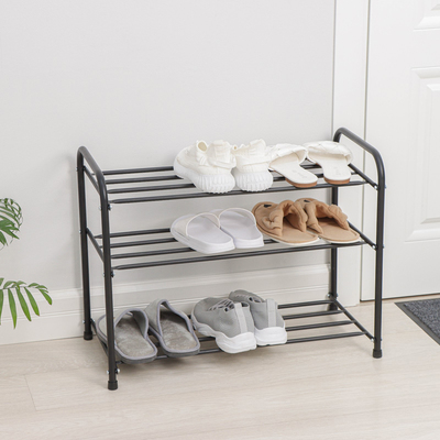 Подставка для обуви, 3 яруса, 65×32×48.5 см, чёрная
