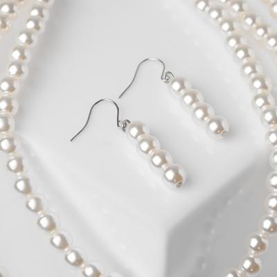 Набор 2 предмета: серьги, колье «Роскошь» цвет белый в серебре, 62 см