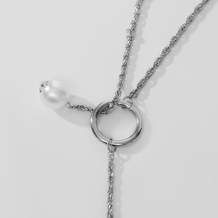 Кулон «Эстетика» на кольце, цвет белый в серебре, L=76 см - фото 1907119491