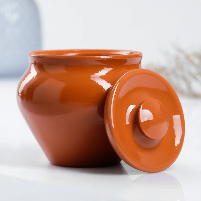 Горшочки для запекания Вятская керамика «Трио», набор 3 шт., ухват, 500 мл, терракота - Фото 1