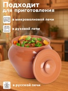Горшочек под жаркое с крышкой Вятская керамика «Терракота», 700 мл, оранжевый - Фото 2