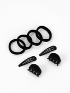 Набор для волос QF «Новия», 8 шт.: 2 невидимки 5 см, 4 резинки, 2 краба 3 см, чёрный - Фото 6