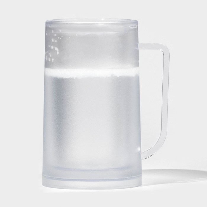 Пивная кружка, 380 мл, охлаждающая, пластик, прозрачная - Фото 1