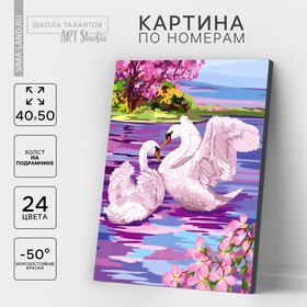 Картина по номерам на холсте с подрамником «Лебеди» 40 × 50 см