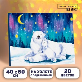 Картина по номерам на холсте с подрамником «Полярные медведи» 40×50 см