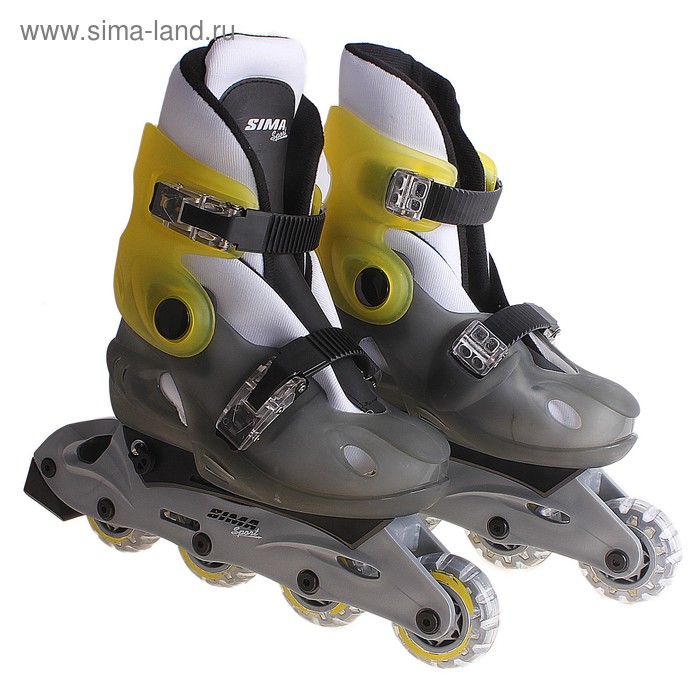 Коньки роликовые раздвижные Sima Sport-129с, цвет: серо-салатовый, размер S (30-33) - Фото 1