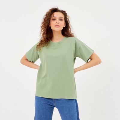 Футболка женская однотонная MINAKU REGULAR FIT: оливковая, р-р 44
