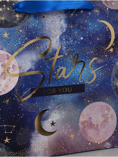 Пакет подарочный ламинированный, упаковка, «Stars», 30.5×25.5×18 см