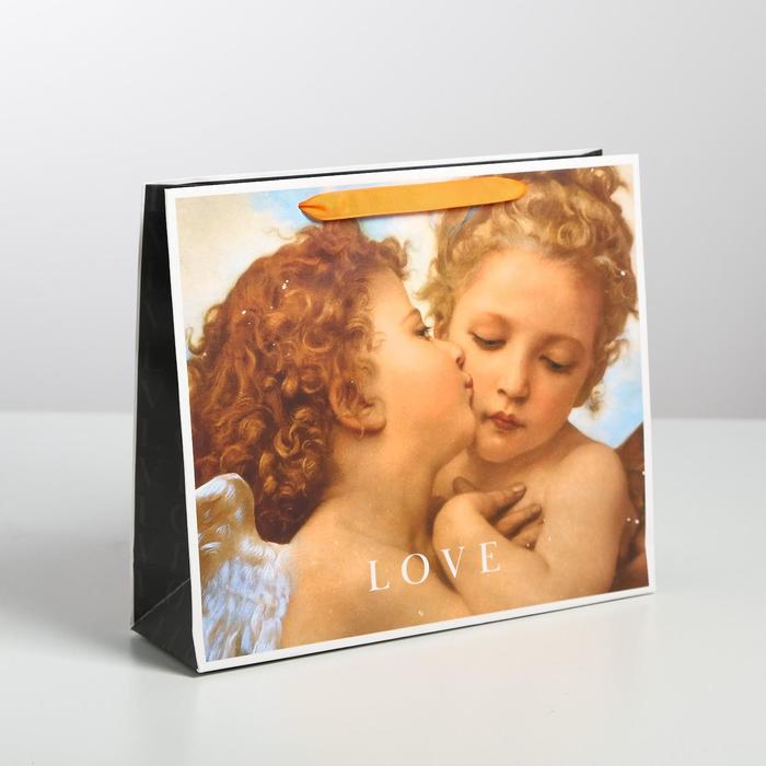Пакет подарочный ламинированный горизонтальный, упаковка, Love, M 30 х 26 х 9 см - Фото 1