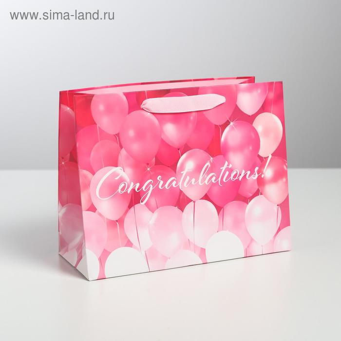 Пакет подарочный ламинированный горизонтальный, упаковка, «Congratulations!», MS 23 х 18 х 10 см - Фото 1