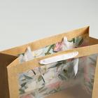 Пакет подарочный крафтовый с пластиковым окном, упаковка, «Цветы», 31 х 26 х 11 см - Фото 3